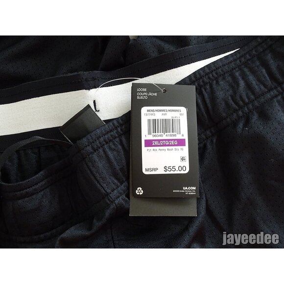 $55 UNDER ARMOUR PROJECT ROCK PENNY MESH SHORTS 1377443-001 BLACK/WHITE 2XL - Picture 9 of 9